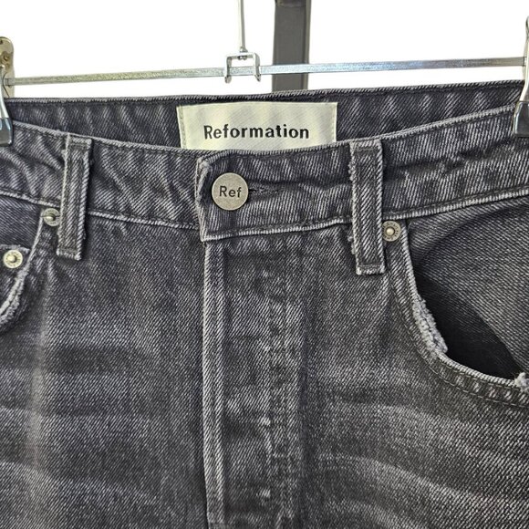 Reformation Brooke Jean in Pacific Size 26 High Rise Button Fly Straight Raw Hem - Picture 9 of 10